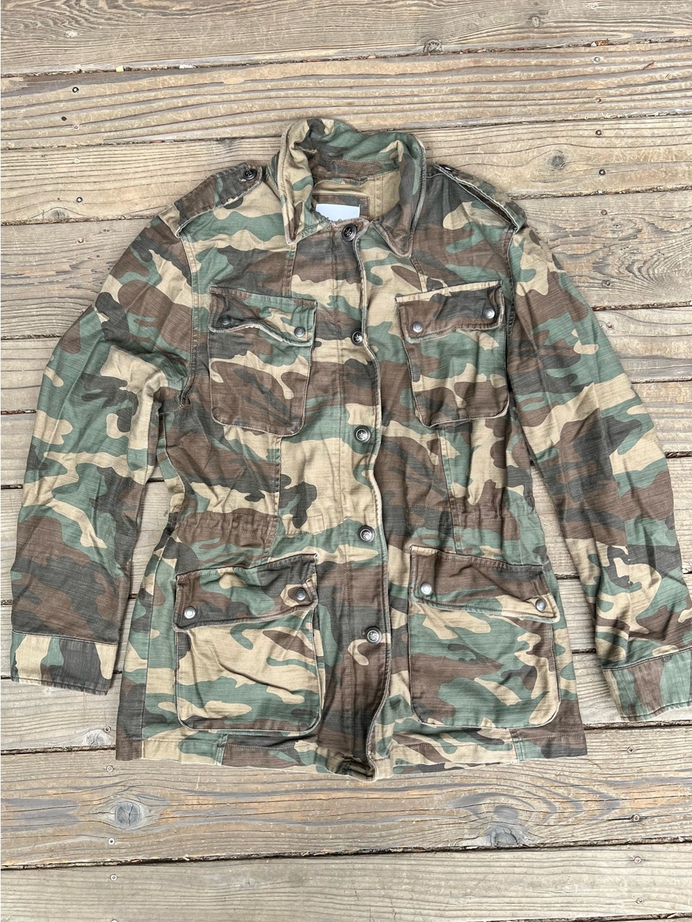 Chelsea DeBoer by Lily & Lottie camo green brown full zip utility field jacket